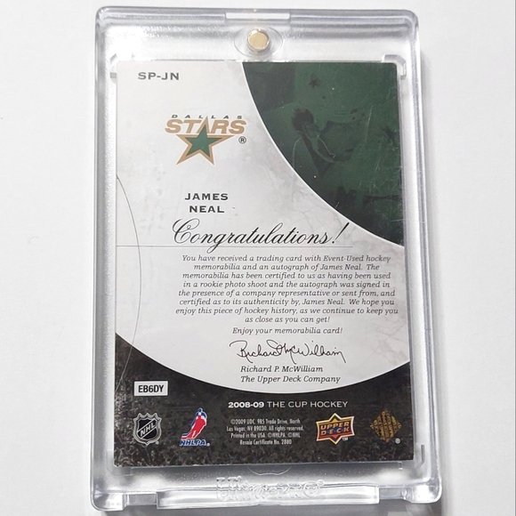 James Neal UD THE CUP Signature Patches Hockey 2008/09 Dallas Stars - Picture 2 of 2